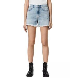 All saints Yanni Denim High Waist Cut-off Shorts Women's Plus Size 27